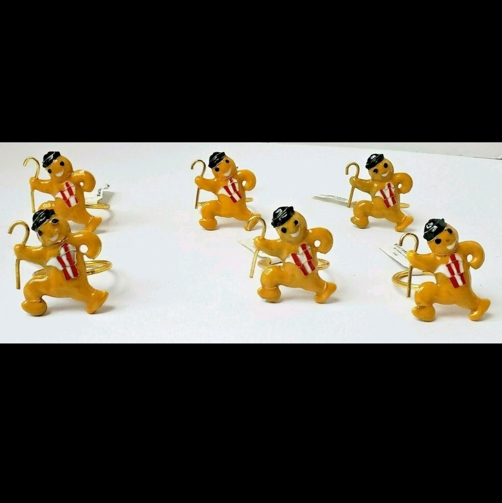 Williams Sonoma Cloisonné Gingerbread Napkin Rings New w/Tag Set/6 Retired/RARE!